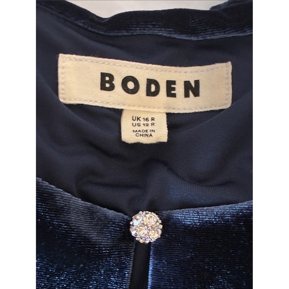 Boden 12R Navy Tilda Velvet Long Sleeve Midi Dress Quiet Luxury Mother of Groom - Picture 9 of 16